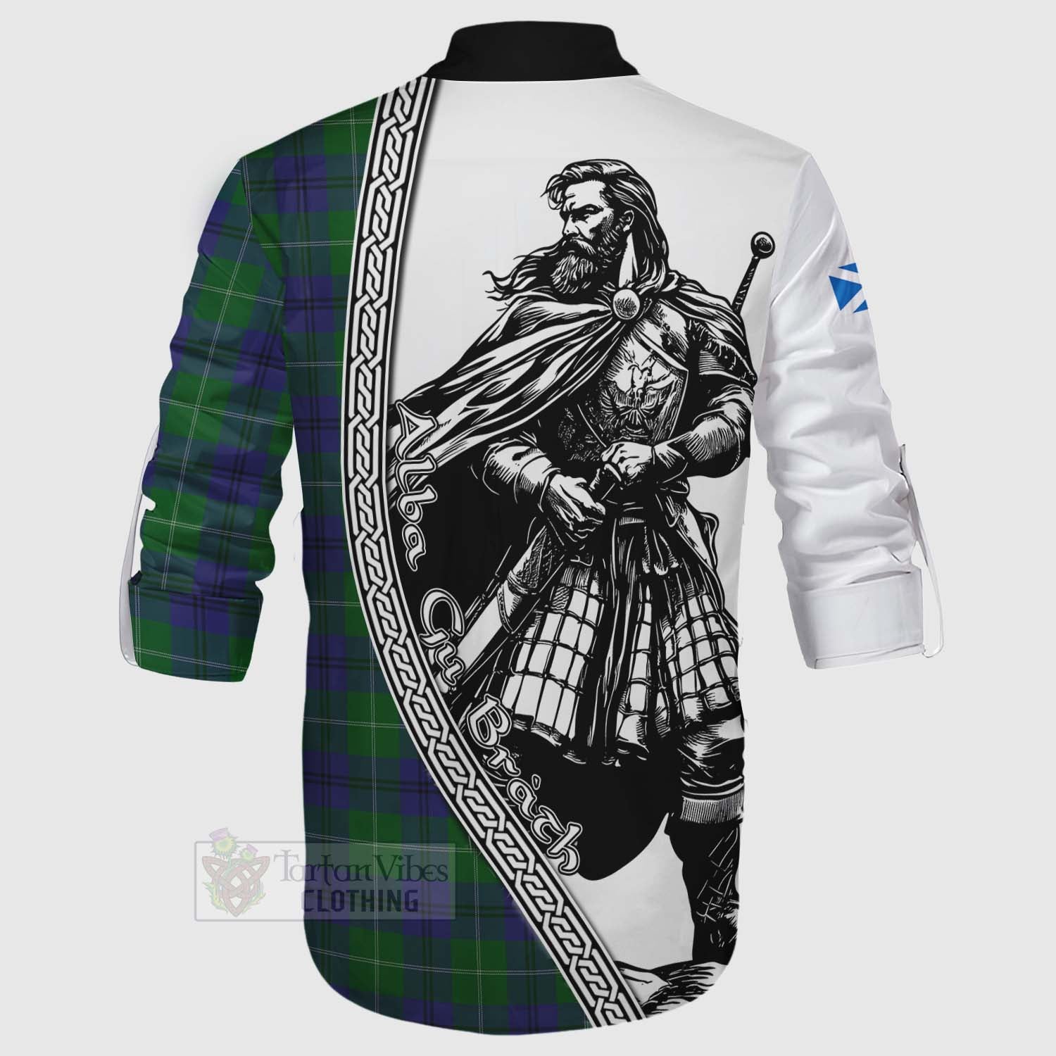 Oliphant Tartan Clan Crest Ghillie Kilt Shirt with Highlander Warrior Celtic Style - Tartan Vibes Clothing