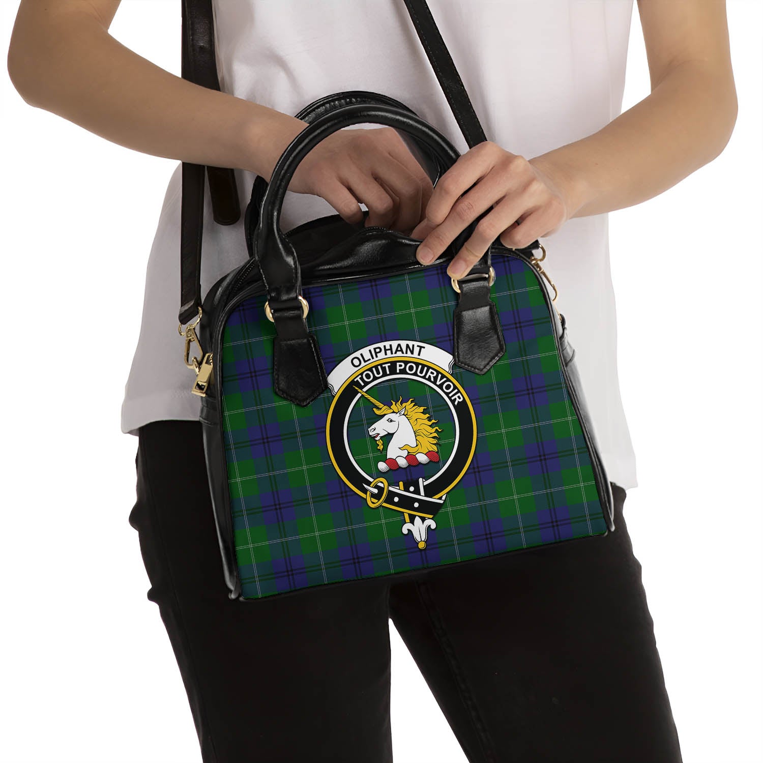 Oliphant Tartan Shoulder Handbags with Family Crest - Tartan Vibes Clothing
