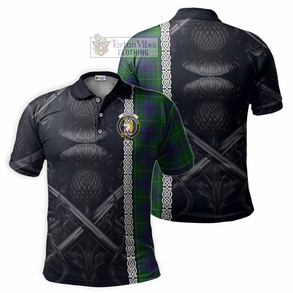 Oliphant Tartan Polo Shirt with Family Crest Cross Sword Thistle Celtic Vibes - Tartan Vibes Clothing
