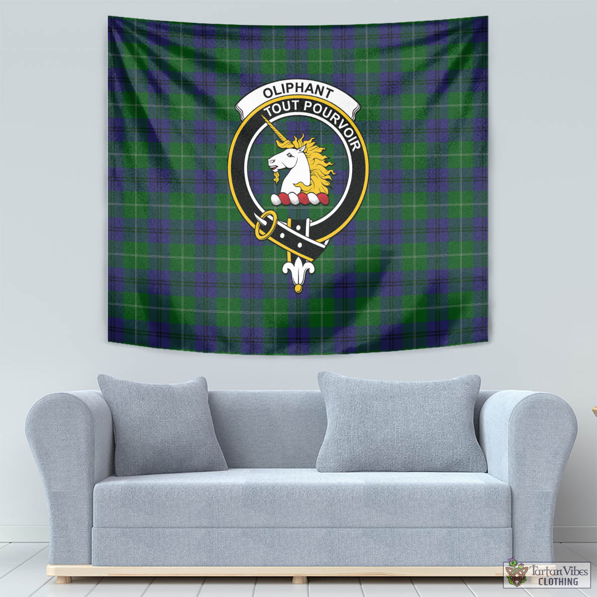 Oliphant Tartan Tapestry Wall Hanging and Home Decor for Room with Family Crest - Tartan Vibes Clothing