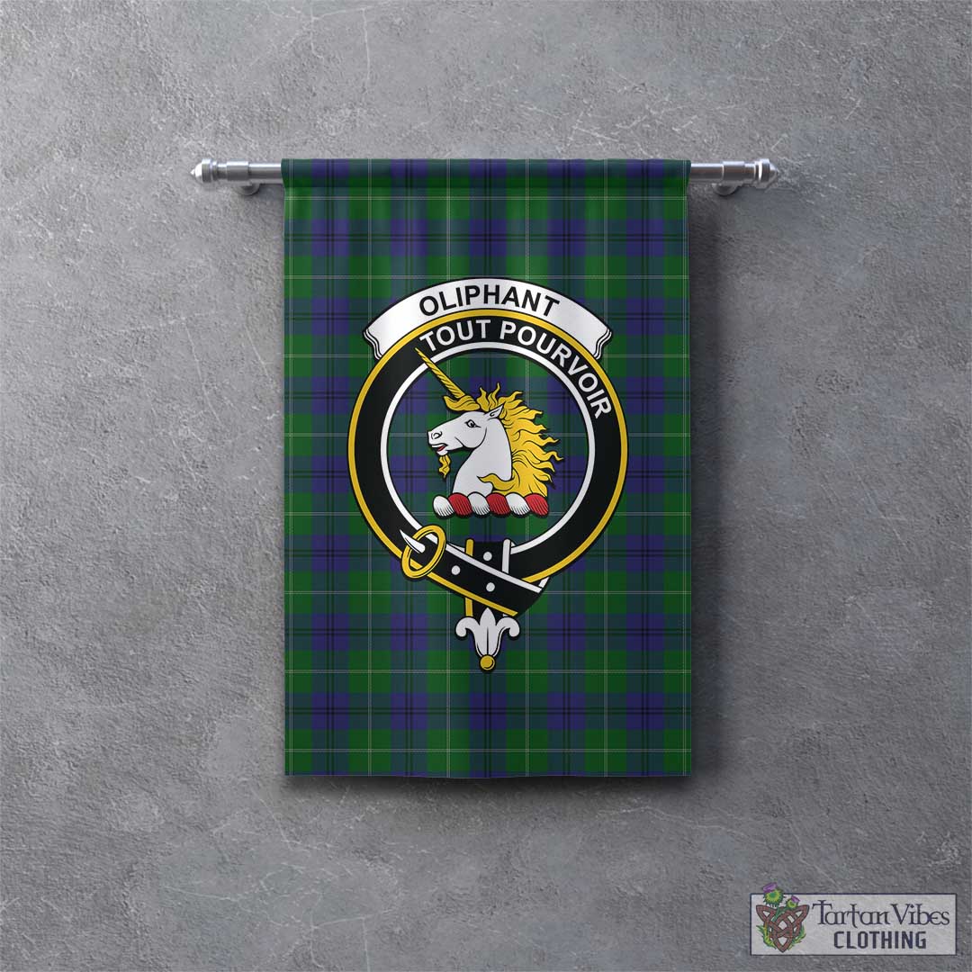 Oliphant Tartan Gonfalon, Tartan Banner with Family Crest - Tartan Vibes Clothing