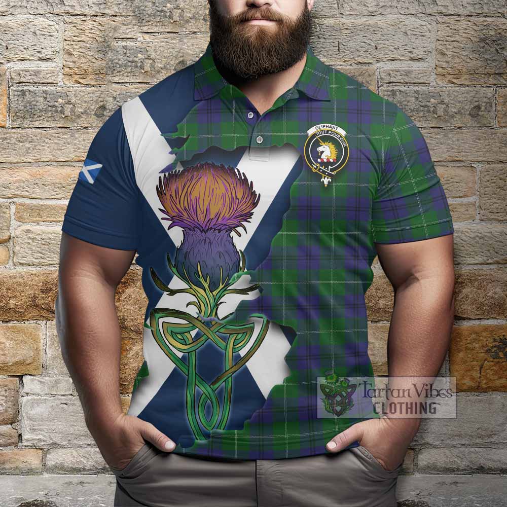 Tartan Vibes Clothing Oliphant Tartan Family Crest Polo Shirt Scottish Thistle Celtic Inspired