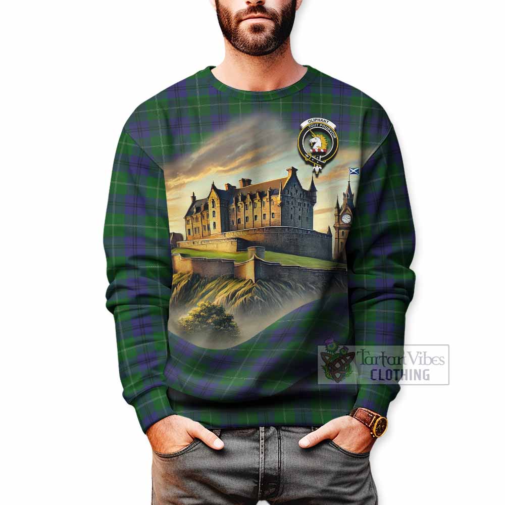 Oliphant Tartan Family Crest Sweatshirt with Scottish Ancient Castle Style - Tartan Vibes Clothing