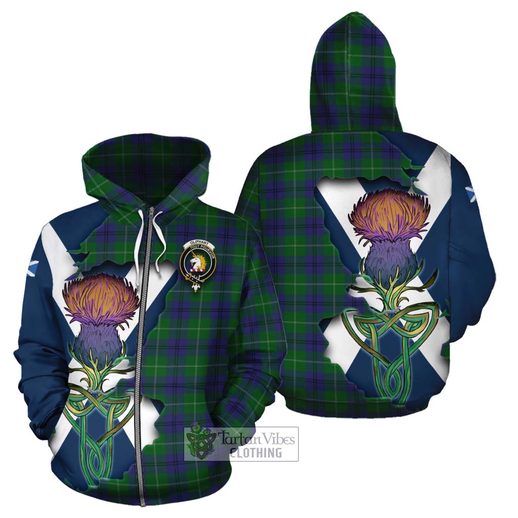 Tartan Vibes Clothing Oliphant Tartan Family Crest Cotton Hoodie Scottish Thistle Celtic Inspired