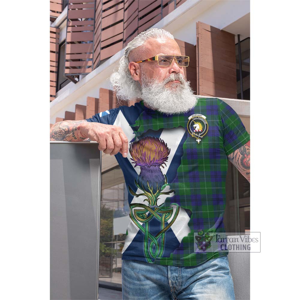 Oliphant Tartan Family Crest Cotton T-shirt Scottish Thistle Celtic Inspired - Tartan Vibes Clothing