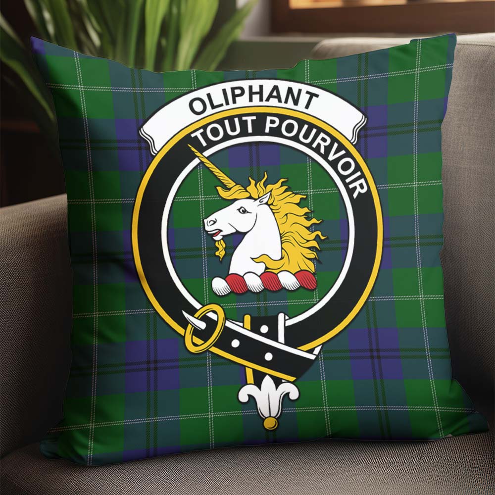 Oliphant Tartan Pillow Cover with Family Crest - Tartan Vibes Clothing