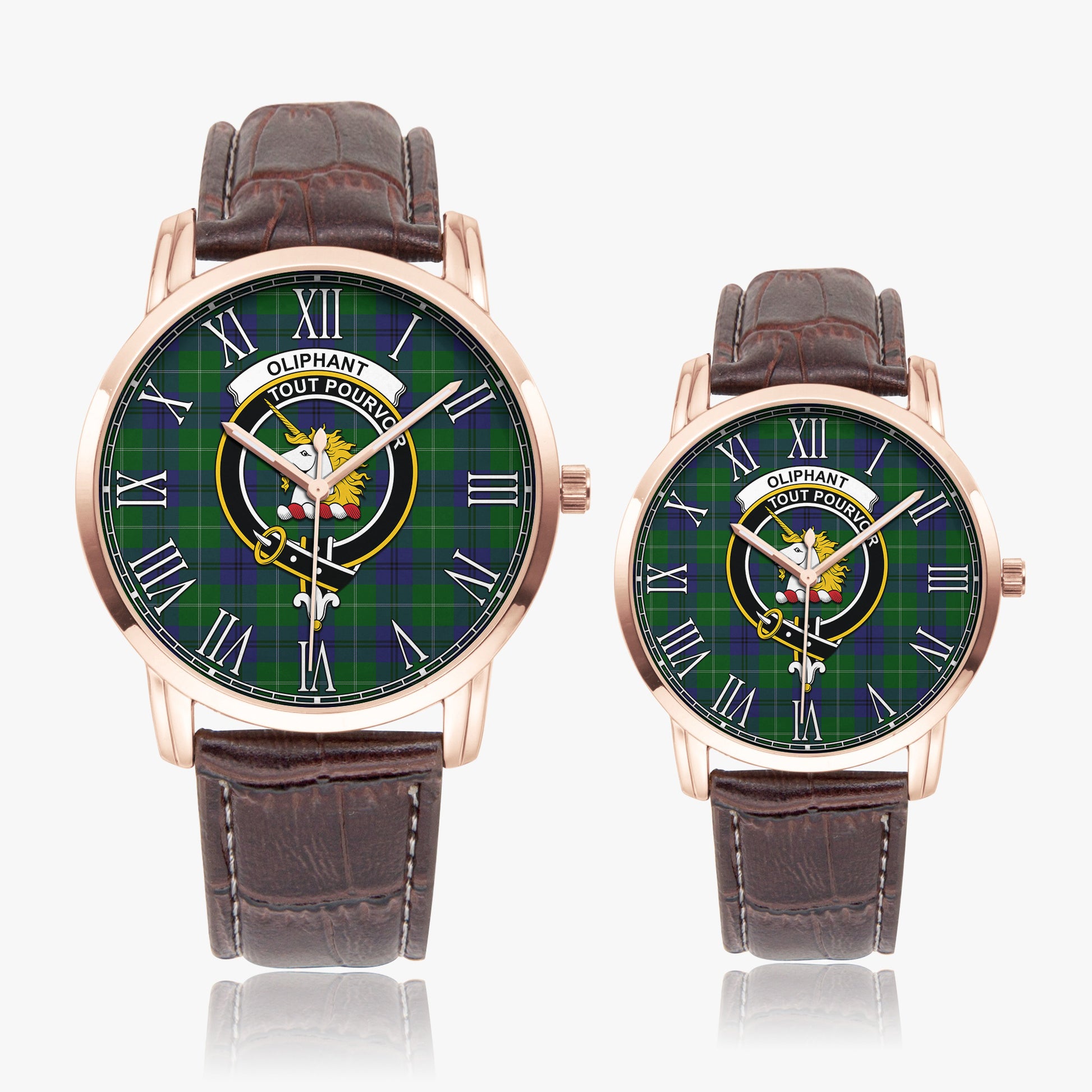 Oliphant Tartan Family Crest Leather Strap Quartz Watch - Tartan Vibes Clothing
