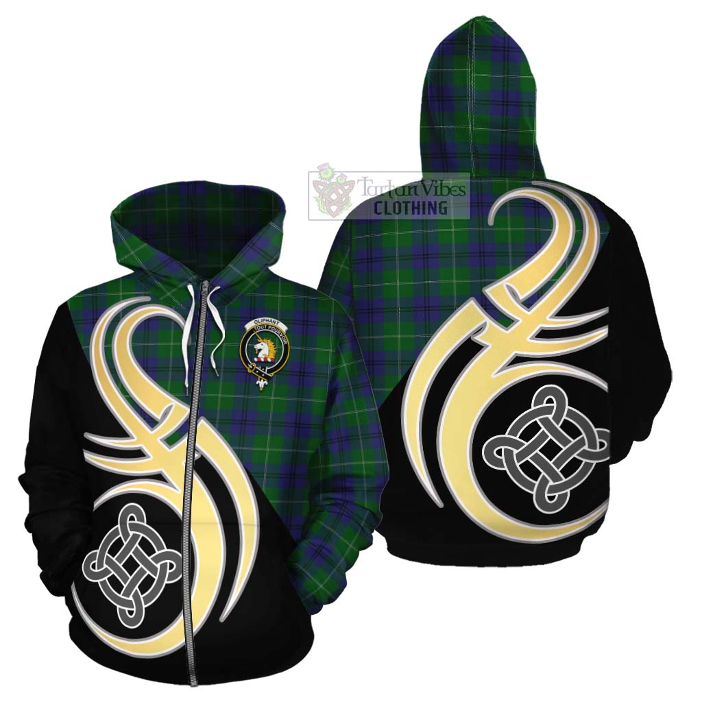 Oliphant Tartan Cotton Hoodie with Family Crest and Celtic Symbol Style - Tartan Vibes Clothing