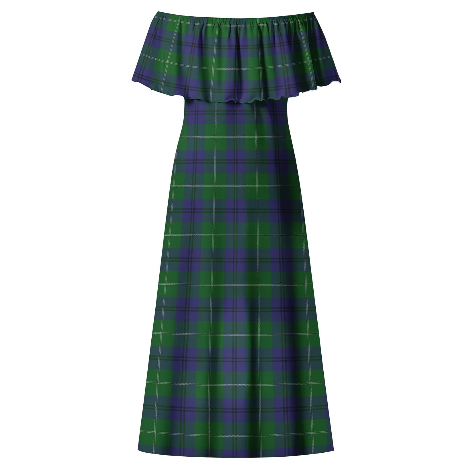 Oliphant Tartan Off Shoulder Long Dress - Tartan Vibes Clothing