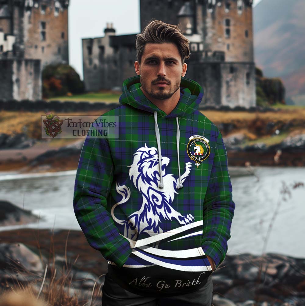 Oliphant Tartan Cotton Hoodie with Alba Gu Brath Regal Lion Emblem - Tartan Vibes Clothing