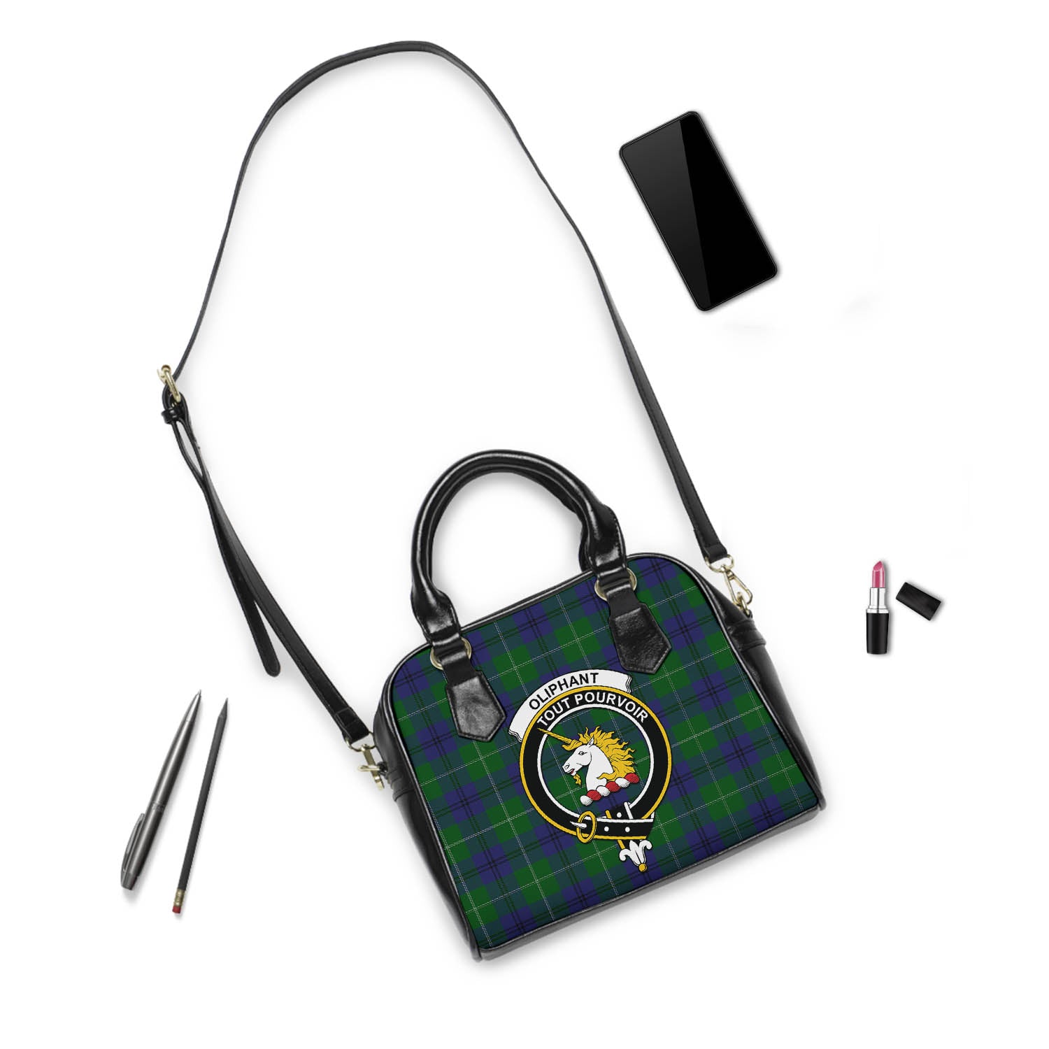 Oliphant Tartan Shoulder Handbags with Family Crest - Tartan Vibes Clothing