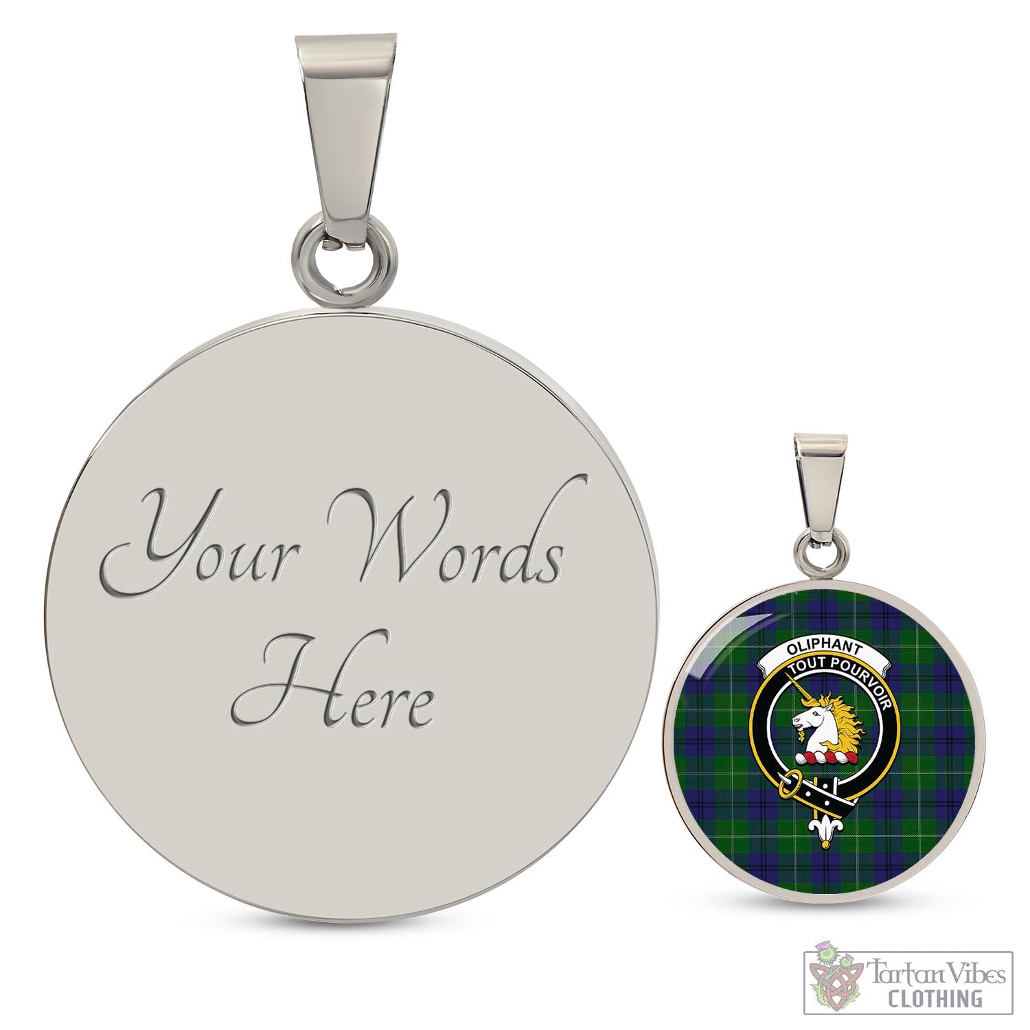 Oliphant Tartan Circle Necklace with Family Crest Luxury Necklace (Silver) Yes - Tartan Vibes Clothing