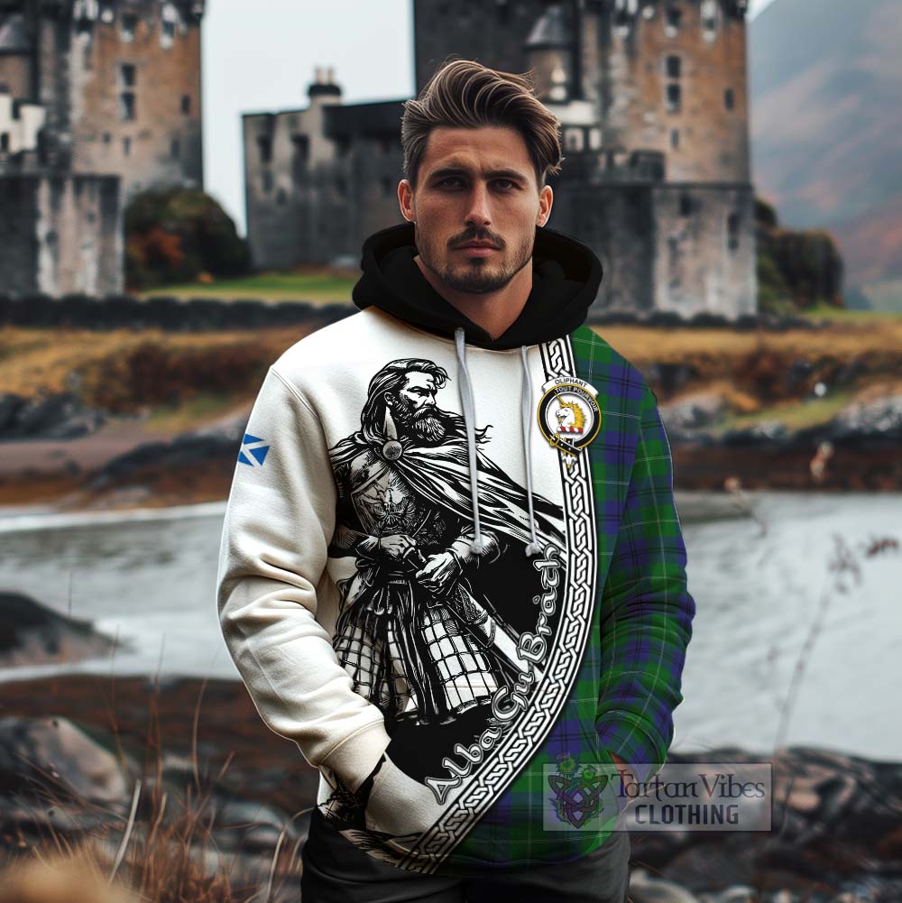 Oliphant Tartan Clan Crest Cotton Hoodie with Highlander Warrior Celtic Style - Tartan Vibes Clothing