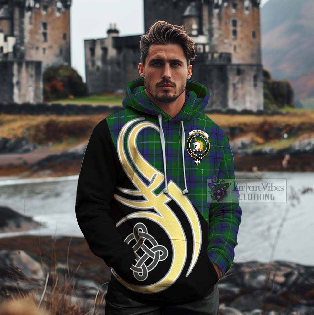 Oliphant Tartan Cotton Hoodie with Family Crest and Celtic Symbol Style - Tartan Vibes Clothing