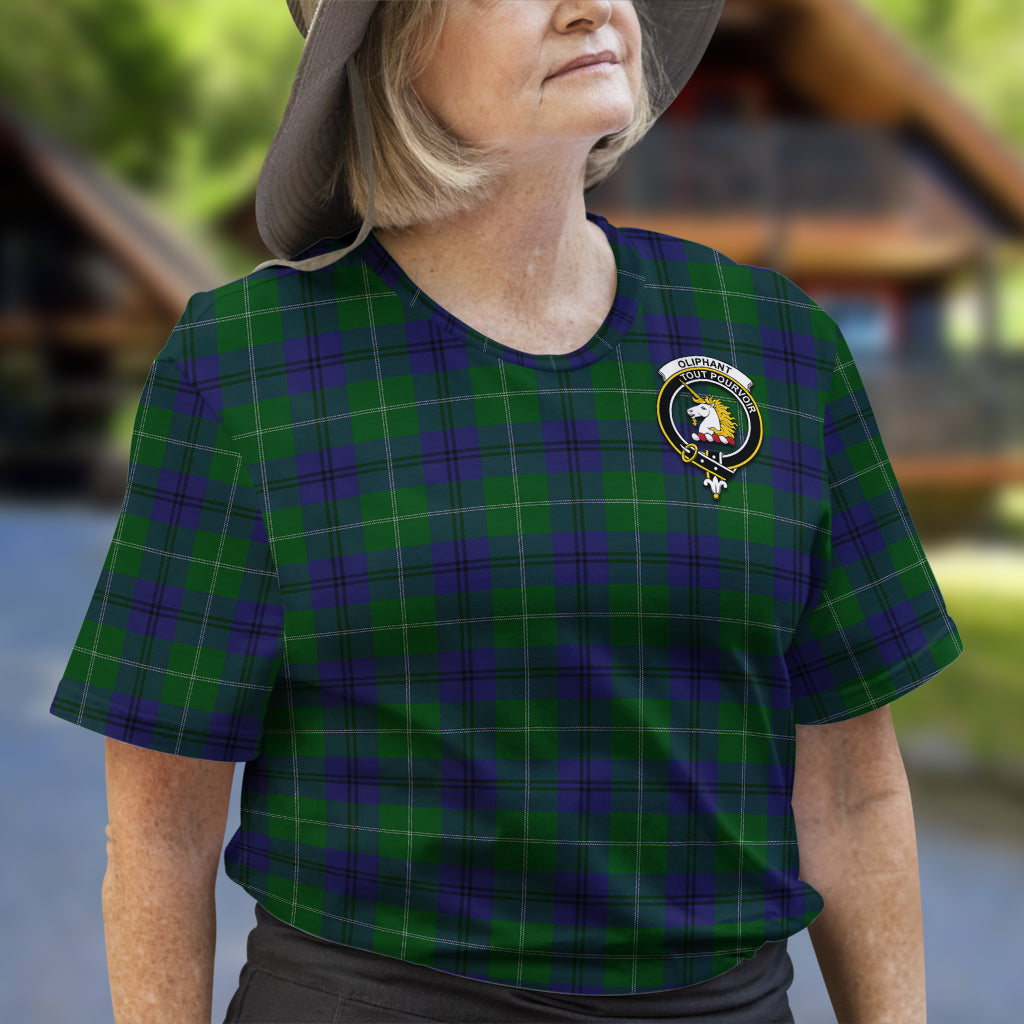 Oliphant Tartan T-Shirt with Family Crest - Tartan Vibes Clothing