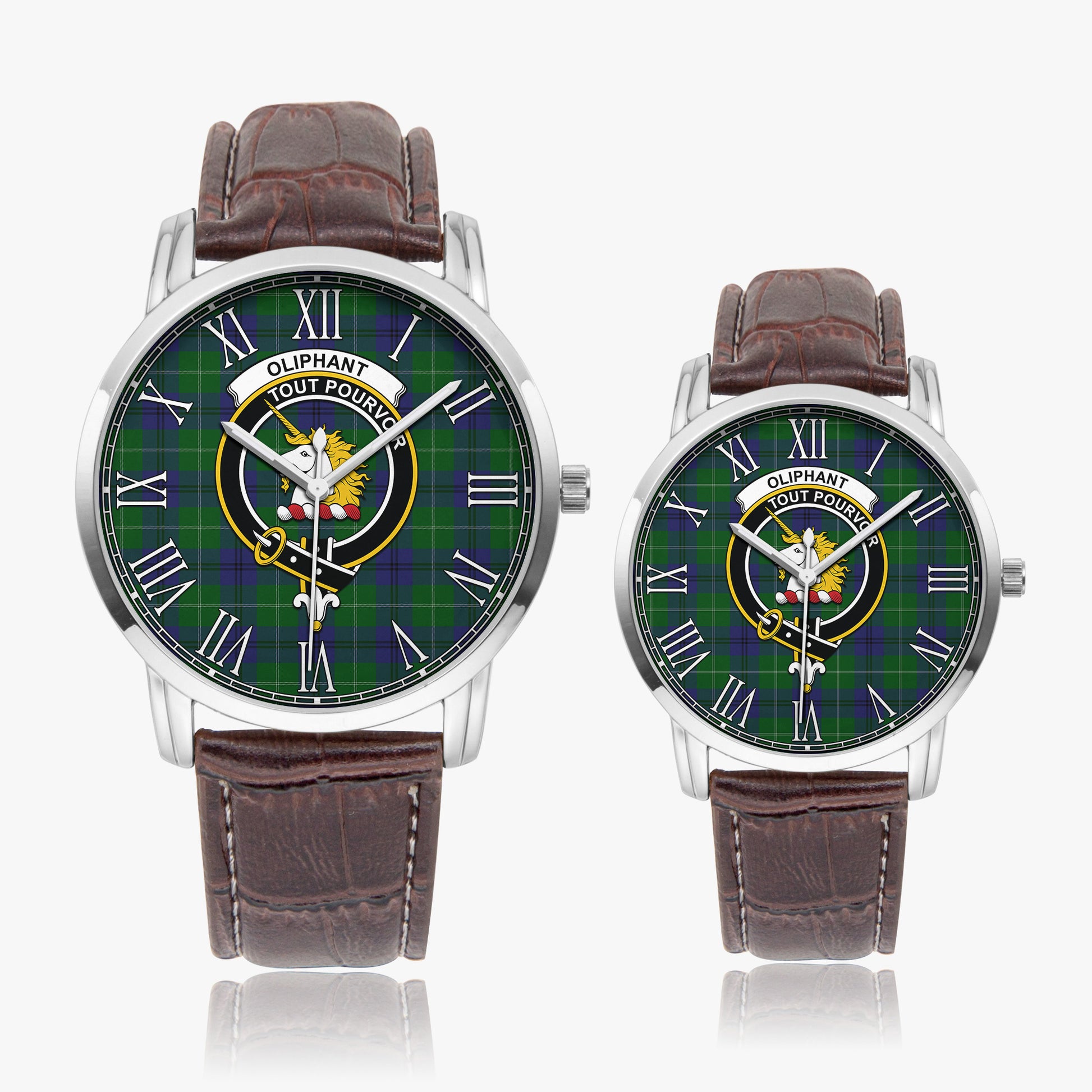 Oliphant Tartan Family Crest Leather Strap Quartz Watch - Tartan Vibes Clothing