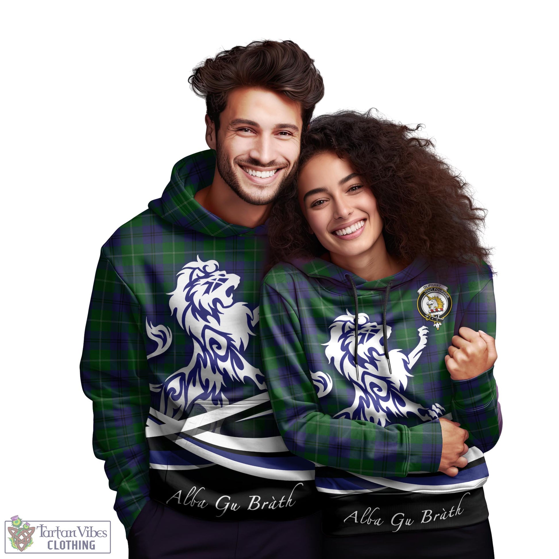 Oliphant Tartan Hoodie with Alba Gu Brath Regal Lion Emblem - Tartan Vibes Clothing