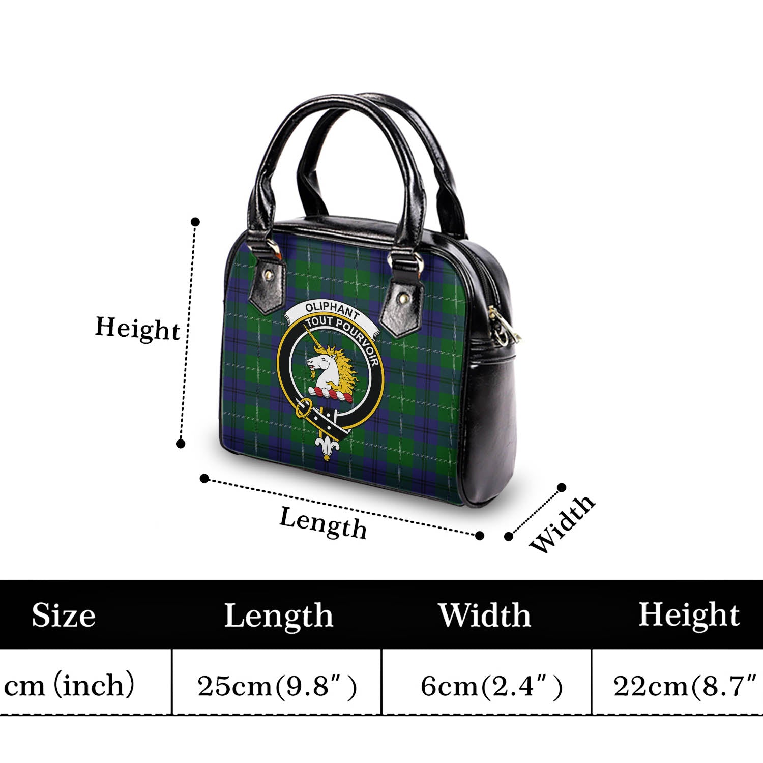 Oliphant Tartan Shoulder Handbags with Family Crest - Tartan Vibes Clothing