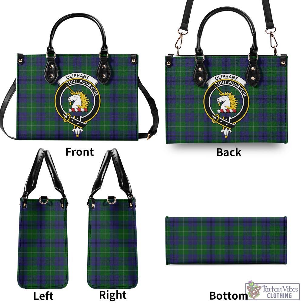 Oliphant Tartan Luxury Leather Handbags with Family Crest - Tartan Vibes Clothing