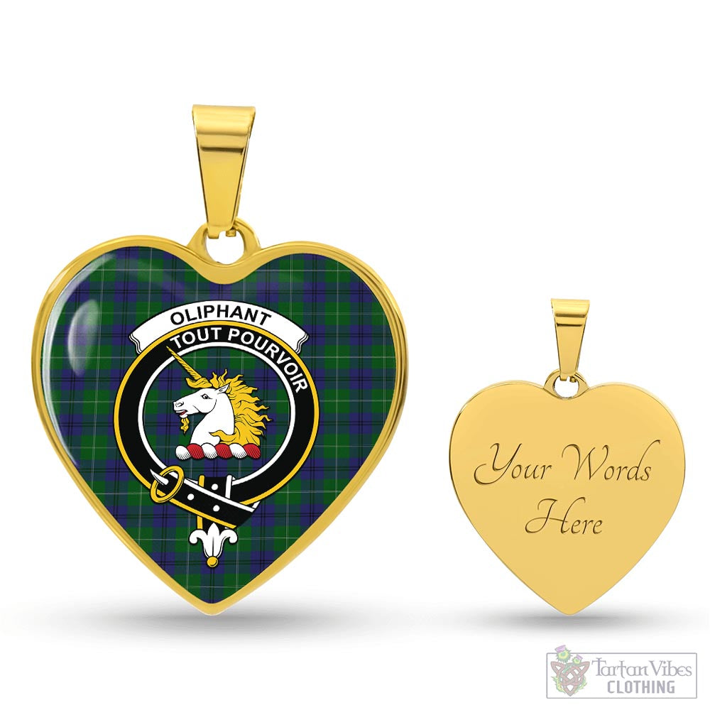 Oliphant Tartan Heart Necklace with Family Crest Luxury Necklace (Gold) Yes - Tartan Vibes Clothing