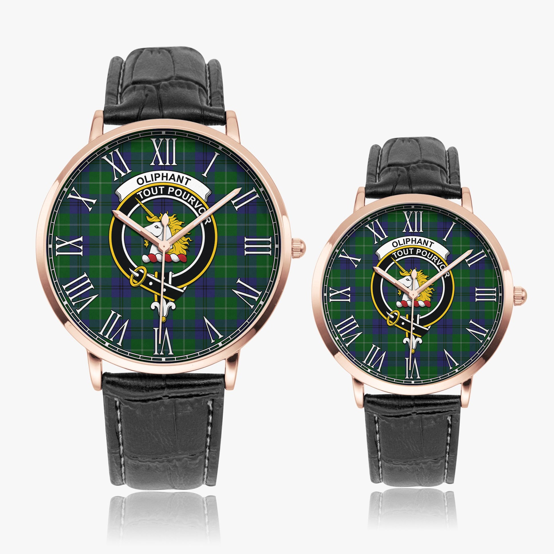 Oliphant Tartan Family Crest Leather Strap Quartz Watch - Tartan Vibes Clothing