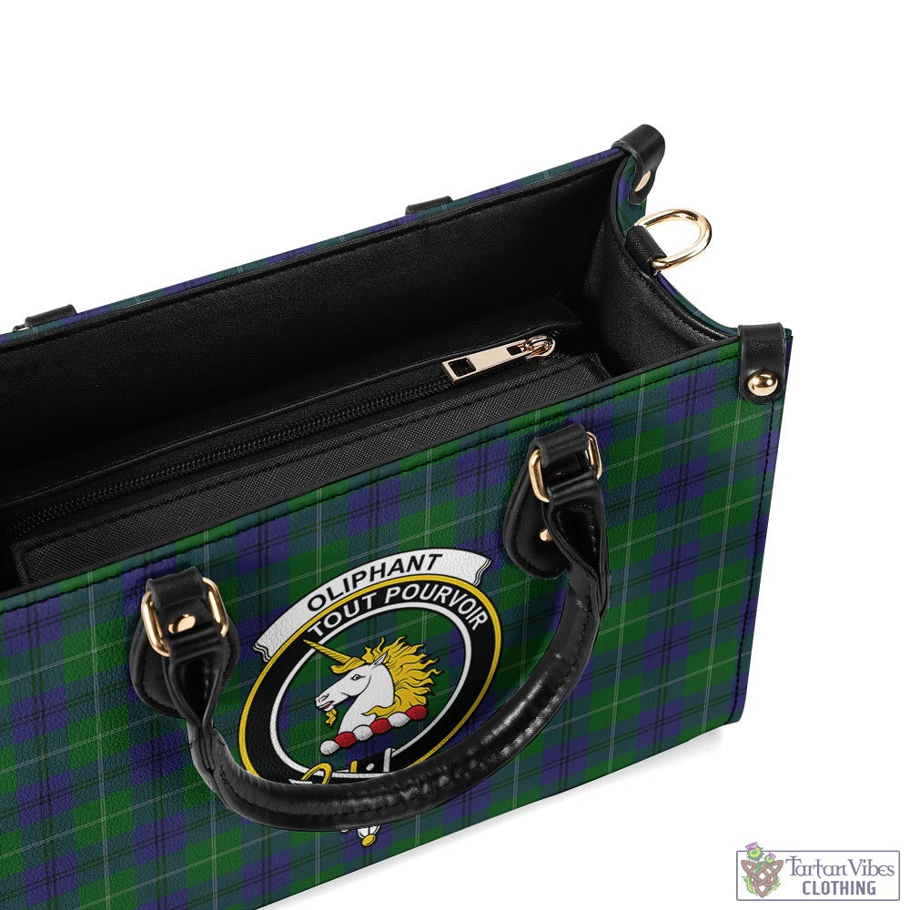 Oliphant Tartan Luxury Leather Handbags with Family Crest - Tartan Vibes Clothing