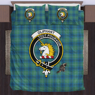 Oliphant Ancient Tartan Bedding Set with Family Crest