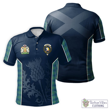 Oliphant Ancient Tartan Men's Polo Shirt with Family Crest and Scottish Thistle Vibes Sport Style