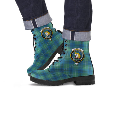 Oliphant Ancient Tartan Leather Boots with Family Crest