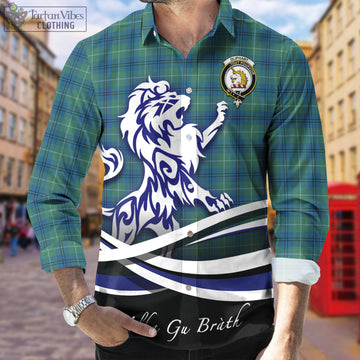 Oliphant Ancient Tartan Long Sleeve Button Up Shirt with Alba Gu Brath Regal Lion Emblem