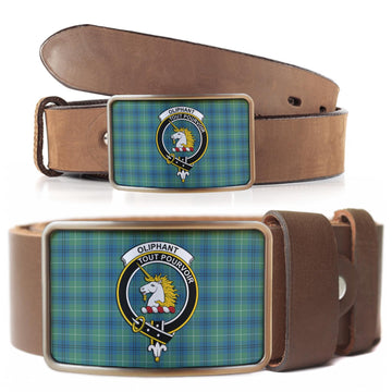 Oliphant Ancient Tartan Belt Buckles with Family Crest