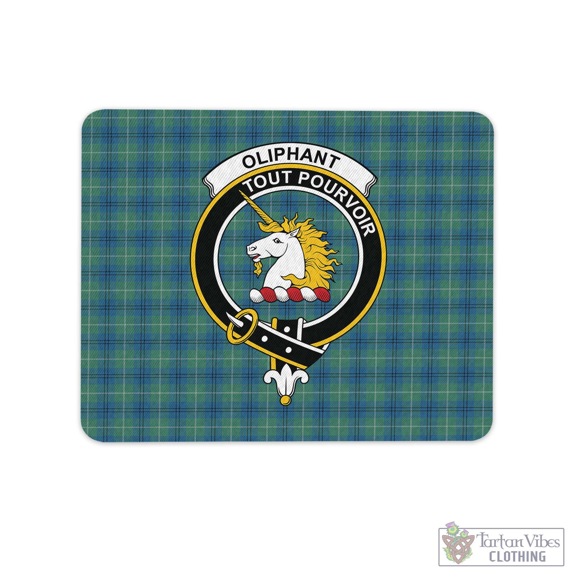 Tartan Vibes Clothing Oliphant Ancient Tartan Mouse Pad with Family Crest