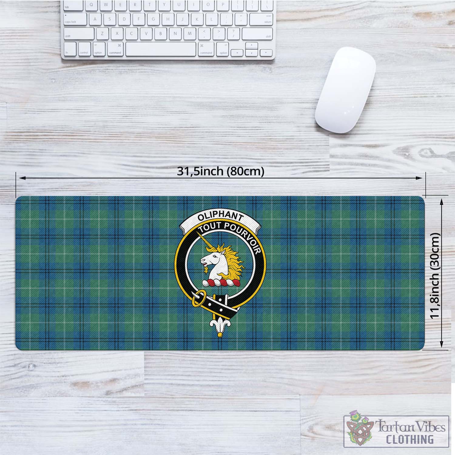 Tartan Vibes Clothing Oliphant Ancient Tartan Mouse Pad with Family Crest