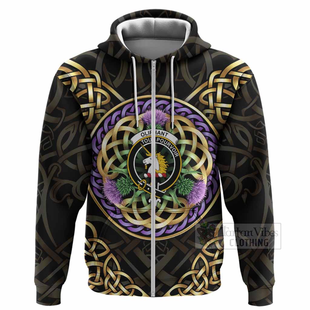 Oliphant Clan Crest Hoodie Celtic Scottish Thistle Zip Hoodie - Tartan Vibes Clothing