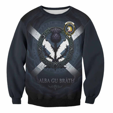 Oliphant Clan Crest Sweatshirt with Celtic Knot Thistle and Saltire Unisex - Tartan Vibes Clothing