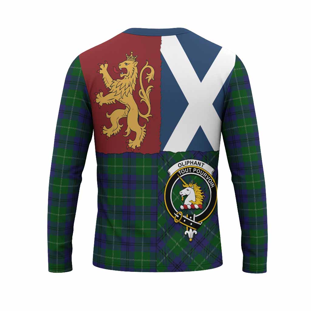Oliphant Crest Tartan Long Sleeve T-Shirt with Lion Rampant Saltire Style