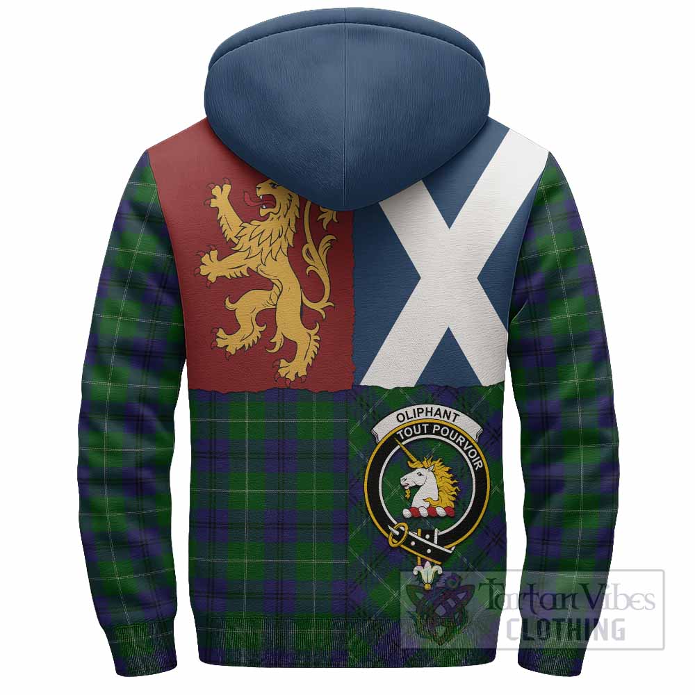 Oliphant Crest Tartan Sherpa Hoodie with Lion Rampant Saltire Style