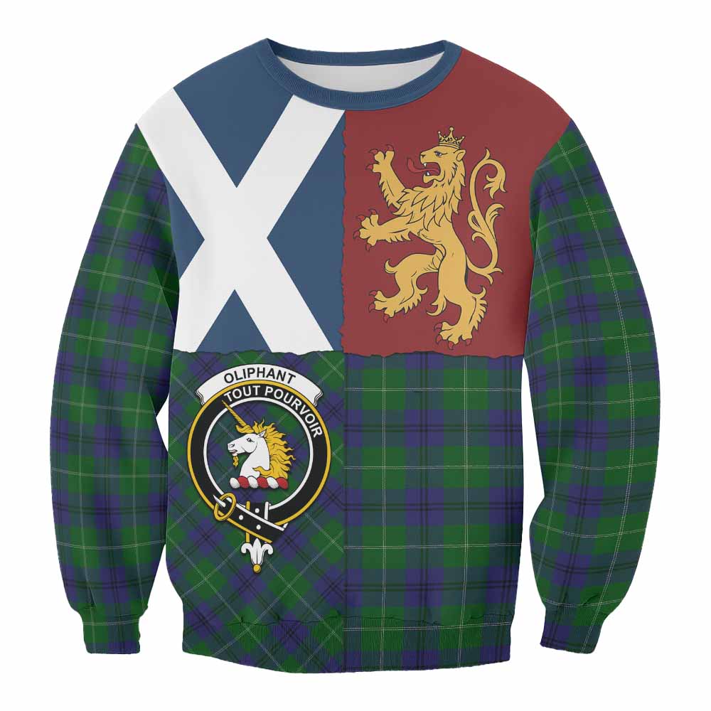 Oliphant Crest Tartan Sweatshirt with Lion Rampant Saltire Style