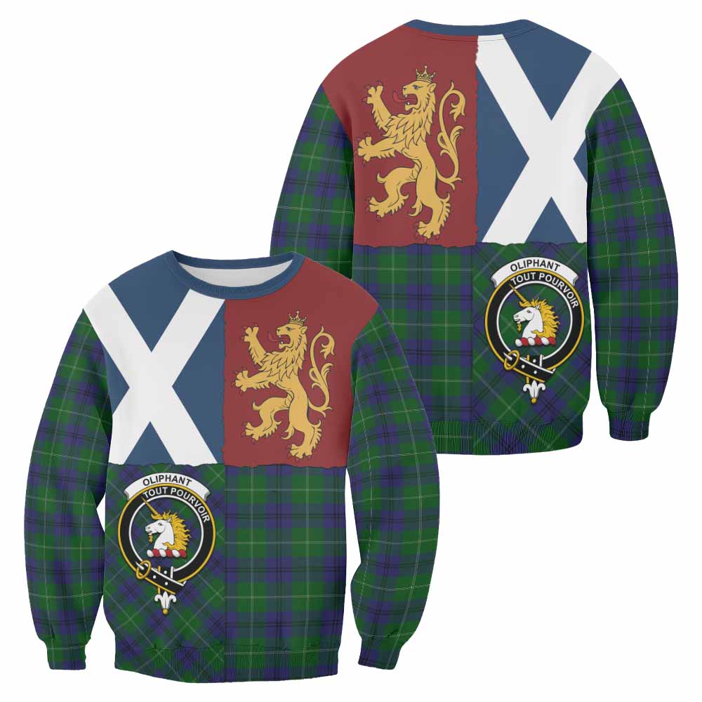 Oliphant Crest Tartan Sweatshirt with Lion Rampant Saltire Style