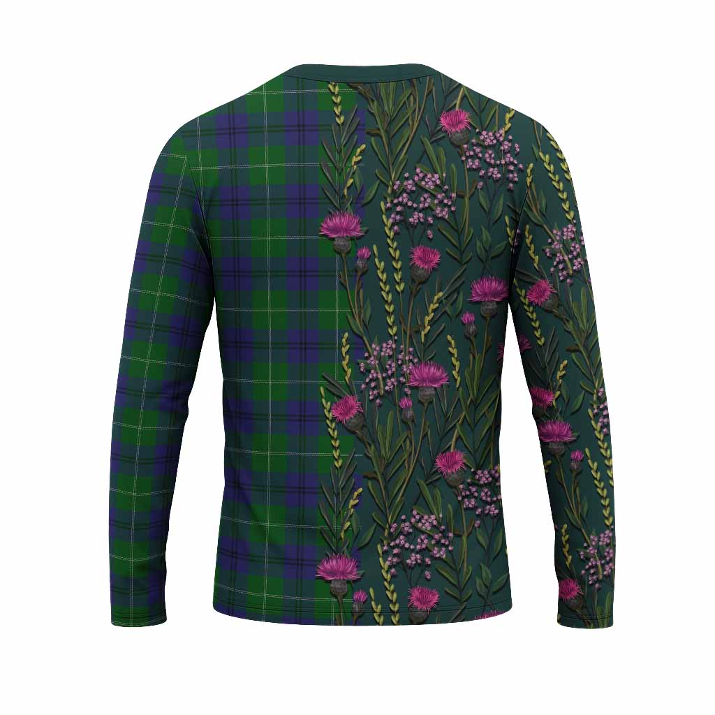 Oliphant Family Crest Tartan Long Sleeve T-Shirt Scottish Thistle Flower Pattern Half Style - Tartan Vibes Clothing