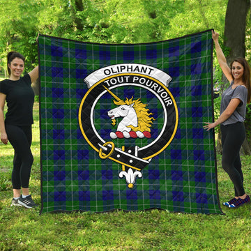 Oliphant Modern Tartan Quilt with Family Crest