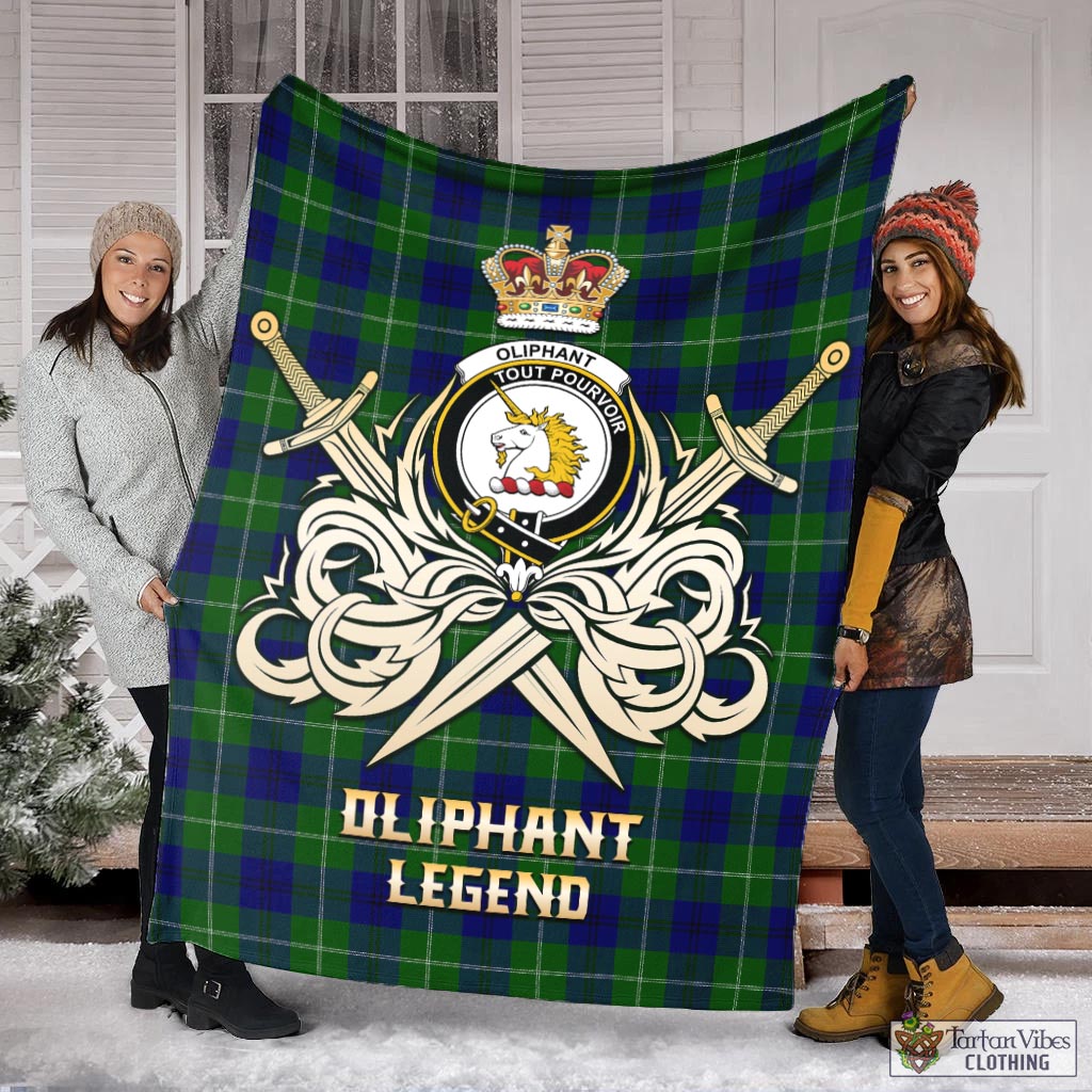 Tartan Vibes Clothing Oliphant Modern Tartan Blanket with Clan Crest and the Golden Sword of Courageous Legacy