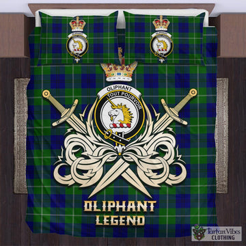 Oliphant Modern Tartan Bedding Set with Clan Crest and the Golden Sword of Courageous Legacy