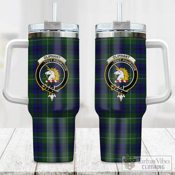 Oliphant Modern Tartan and Family Crest Tumbler with Handle