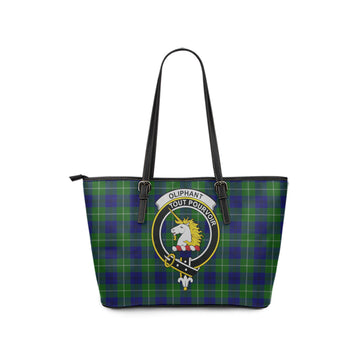 Oliphant Modern Tartan Leather Tote Bag with Family Crest