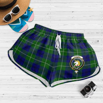 Oliphant Modern Tartan Womens Shorts with Family Crest