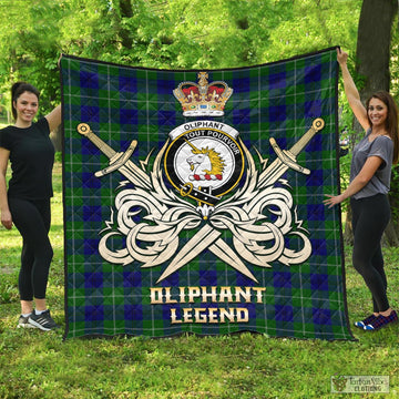 Oliphant Modern Tartan Quilt with Clan Crest and the Golden Sword of Courageous Legacy