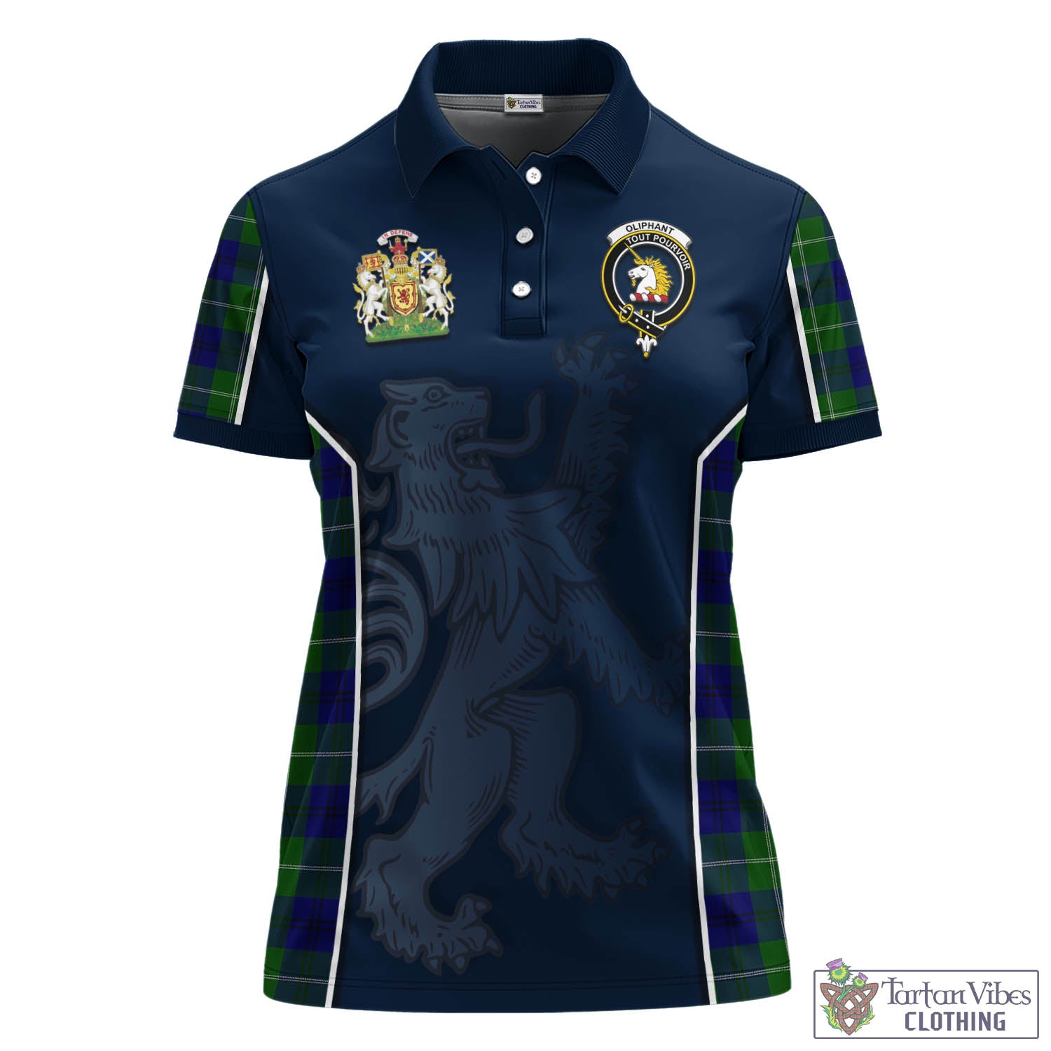 Tartan Vibes Clothing Oliphant Modern Tartan Women's Polo Shirt with Family Crest and Lion Rampant Vibes Sport Style