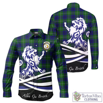 Oliphant Modern Tartan Long Sleeve Button Up Shirt with Alba Gu Brath Regal Lion Emblem
