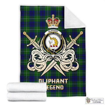 Oliphant Modern Tartan Blanket with Clan Crest and the Golden Sword of Courageous Legacy